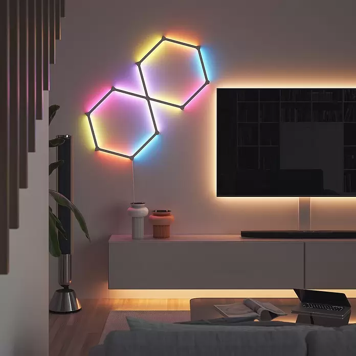 Nanoleaf LED-Lichtleiste Lines Erweiterung 3er - 2 W, Weiß, Länge: 27,85 cm, RGBW - Stimmungsaufnahme