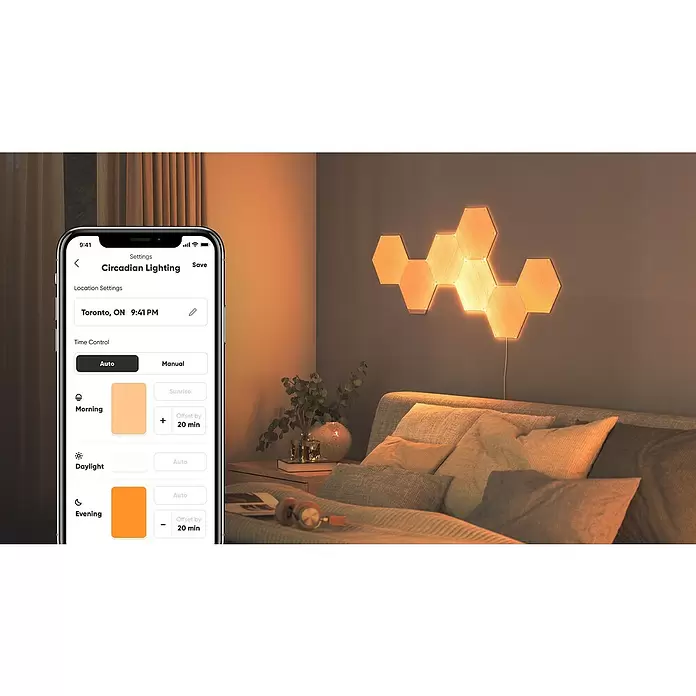 Nanoleaf LED-Panel Elements Hexagons 7er Starter Set - 42 W, Holzoptik - Anwendungsbeispiel