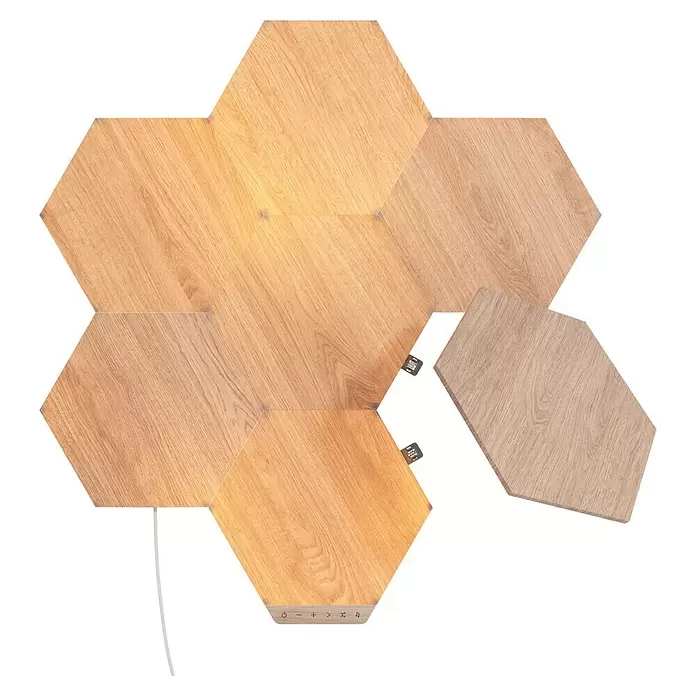 Nanoleaf LED-Panel Elements Hexagons 7er Starter Set - 42 W, Holzoptik - Vorderansicht