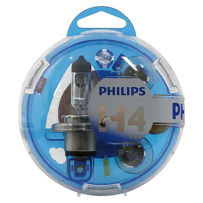 Philips Reservelampenset 55718 H4 - 8 -delig - Vooraanzicht