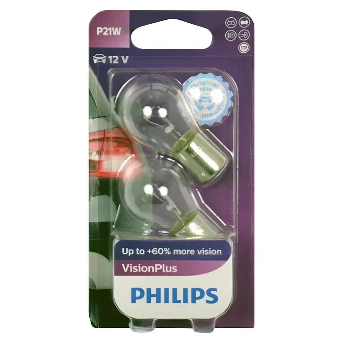 Philips Halogeenlamp Signaalverlichting VisionPlus P21W - 2 st., 21 W - Vooraanzicht