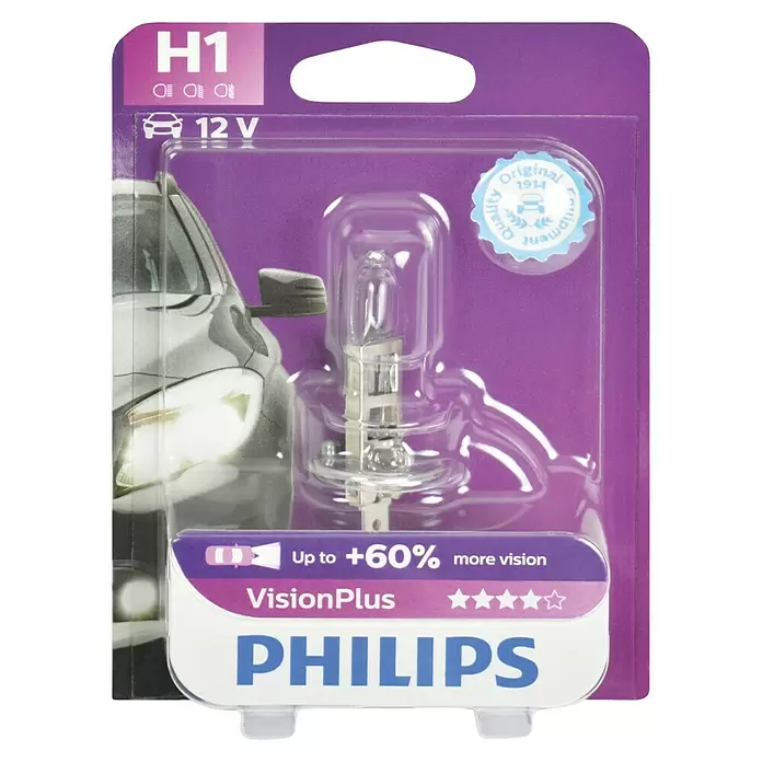 Philips Halogeenkoplamp H1 VisionPlus - 1 st., 55 W - Vooraanzicht