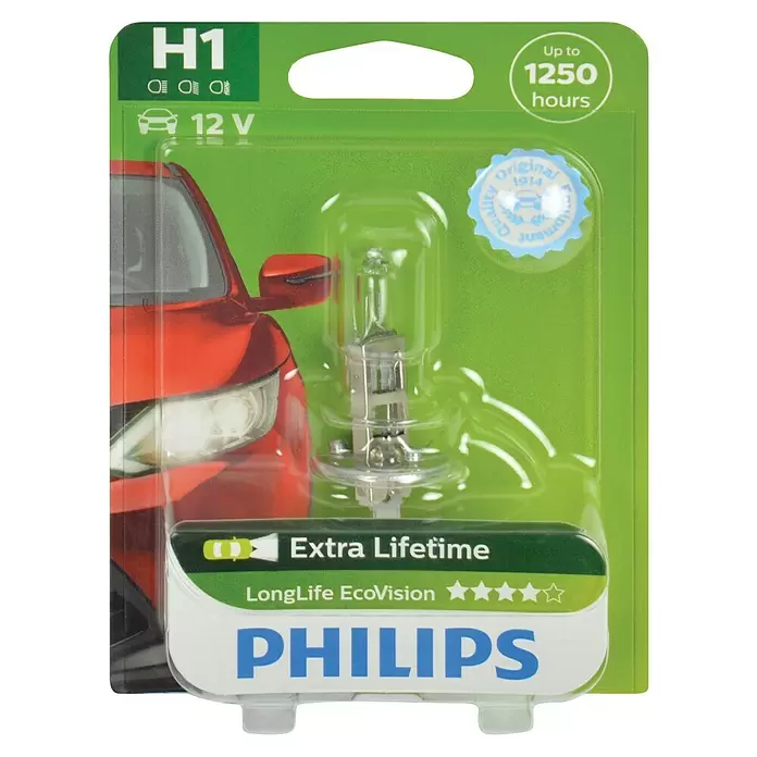 Philips Halogeenkoplamp H1 EcoVision - 1 st., 55 W - Vooraanzicht