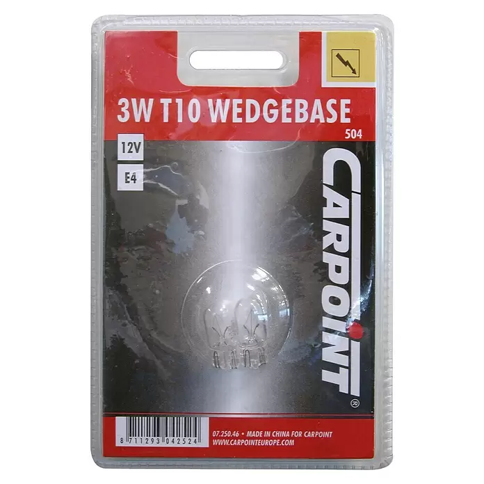 Carpoint Reservelampje Auto Wedge T10 - 2 st., 3 W - Vooraanzicht