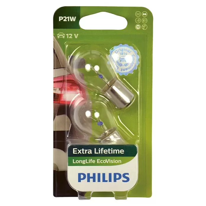 Philips Halogeenlamp Signaalverlichting EcoVision P21W - 2 st., 21 W - Vooraanzicht