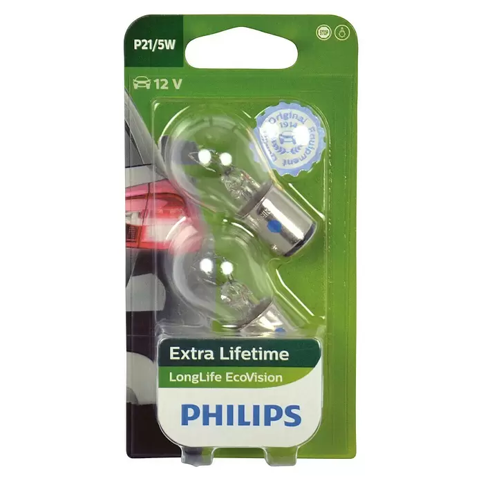 Philips Halogeenlamp Signaalverlichting EcoVision P21/5W - 2 st., 5 W - Vooraanzicht