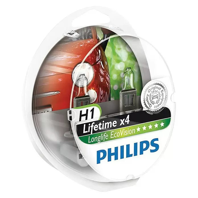 Philips Halogeenkoplamp H1 Longlife EcoVision S2 - 2 st., 55 W - Diagonaal zicht