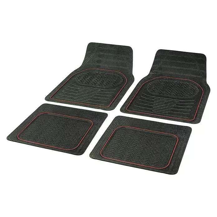 Carpoint Set automatten Contour - 4-delig, Zwart/Rood - Diagonaal zicht