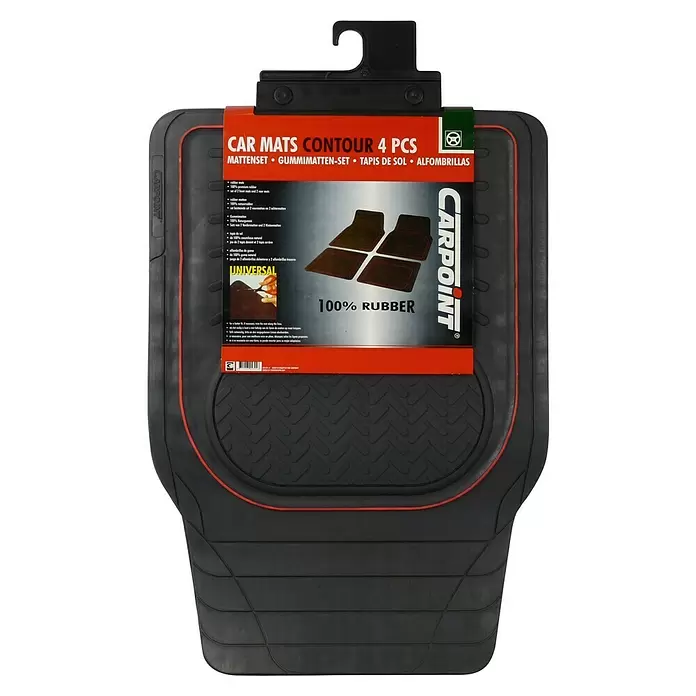 Carpoint Set automatten Contour - 4-delig, Zwart/Rood - Vooraanzicht