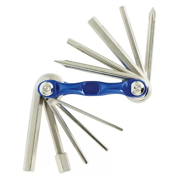 Dresco Multitool fietsgereedschap - 11 -delig, Blauw/Zilver - Vooraanzicht