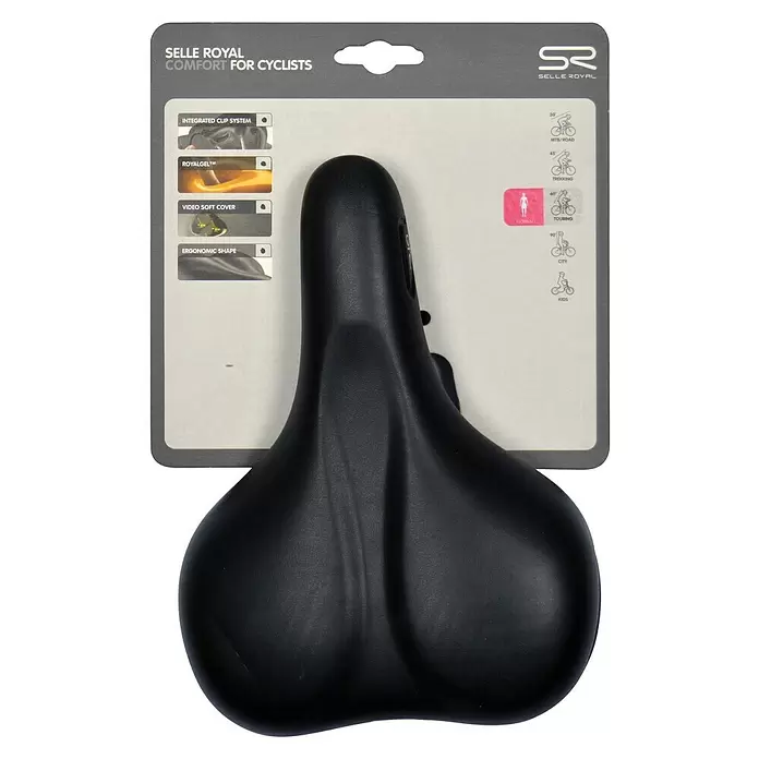 Selle Royal Fietszadel Rio Plus City - Zwart, Geschikt voor: Dames - Vooraanzicht