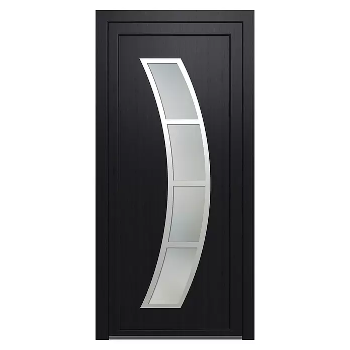 PVC ulazna vrata KF740 Dubrovnik - DIN graničnik: Lijevo, D x Š x V: 70 x 1.100 x 2.100 mm, Antracit - Pogled sprijeda