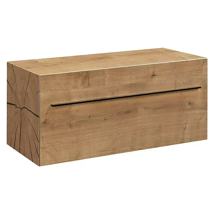 Woodblock Waschtischunterschrank - 100 x 45 x 45 cm, Berg Eiche, Matt - Diagonale Ansicht