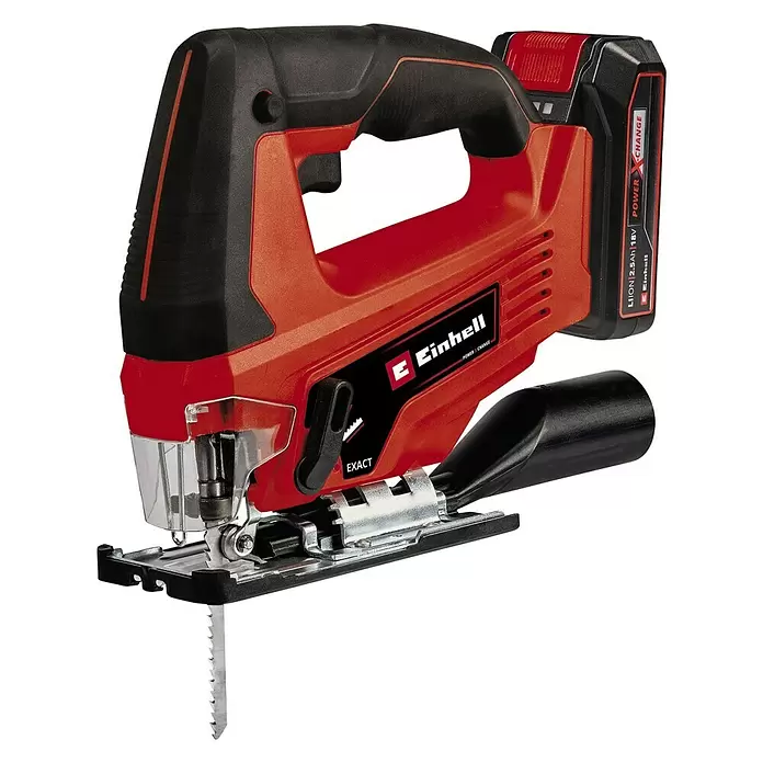 Einhell Power X-Change Akku-Stichsäge TC-JS 18 Li - 18 V, 1 Akku, 2,5 Ah, Leerlaufhubzahl: 0 - 2.700 Hübe/min - Diagonale Ansicht