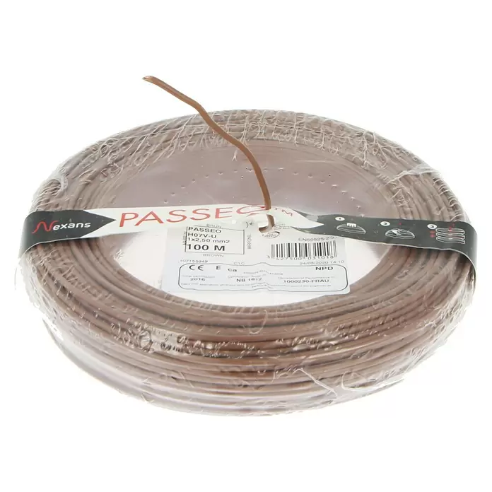 Nexans Installatiedraad VOB/VD - Lengte: 100 m, Bruin, 2,5 mm² - Diagonaal zicht
