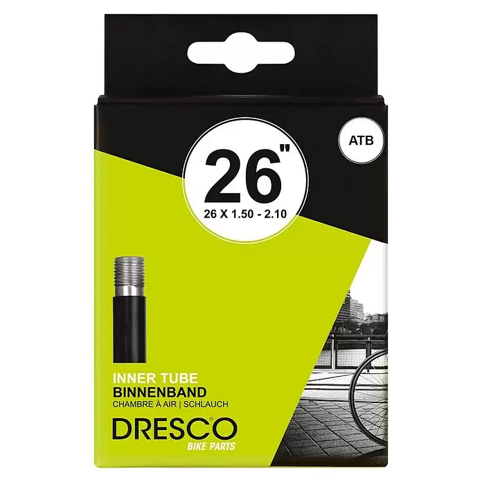 Dresco Fietsbinnenband - 26″ x 1,50 - 2,10, Autoventiel - Vooraanzicht