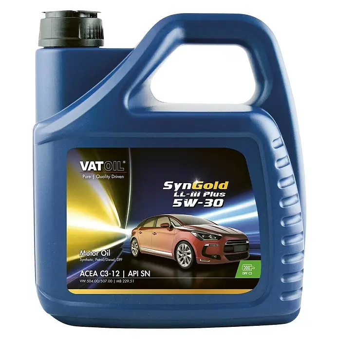 Vatoil Motorolie voor benzine-/dieselmotoren SynGold LL-III 5W-30 - 4 l - Vooraanzicht