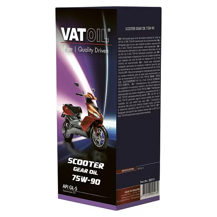 Vatoil Motorolie voor benzine-/dieselmotoren Scooter 75W-90 - 125 ml - Diagonaal zicht