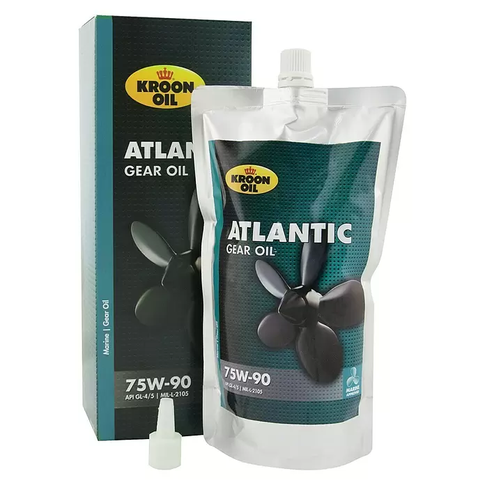 Kroon-Oil Motorolie voor benzine-/dieselmotoren Transmissie Atlantic Gear 75W-90 - 500 ml - Diagonaal zicht