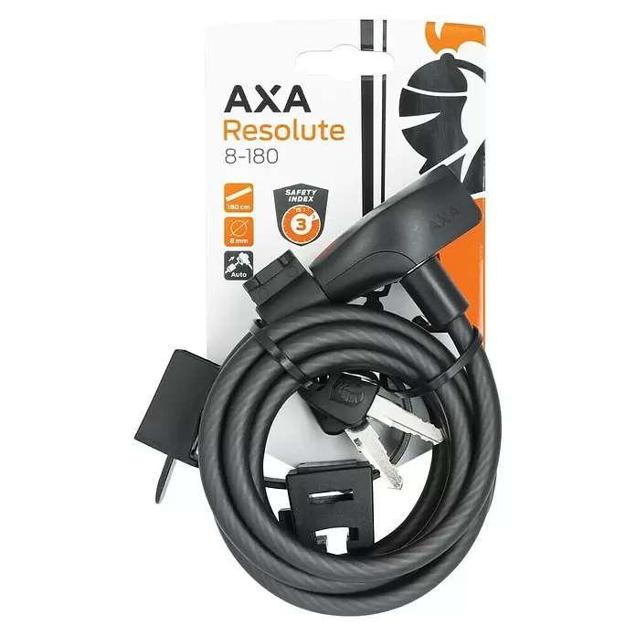 Axa Kabelslot Resolute 8-180 - Lengte: 180 cm, Diameter: 8 mm - Vooraanzicht