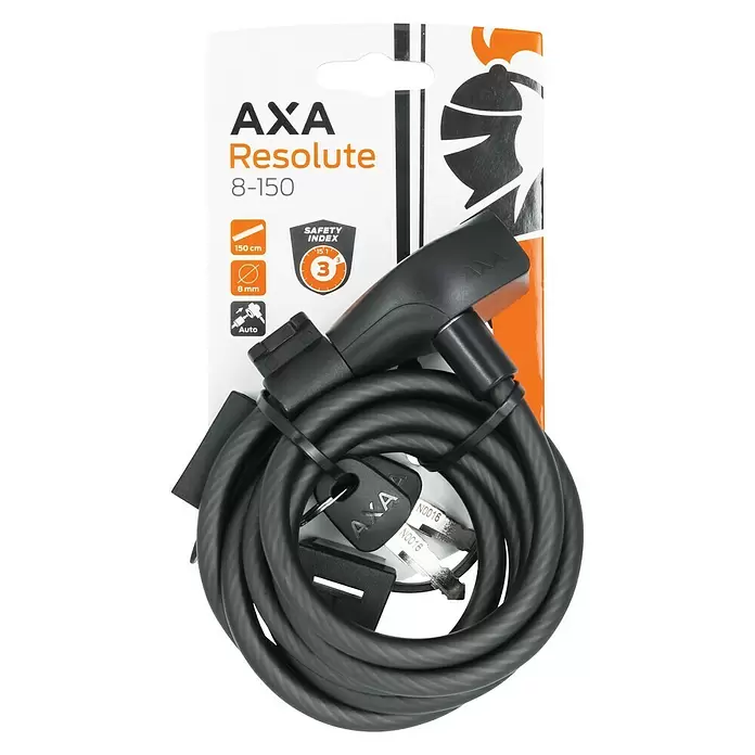 Axa Kabelslot Resolute 8-150 - Lengte: 150 cm, Diameter: 8 mm - Vooraanzicht