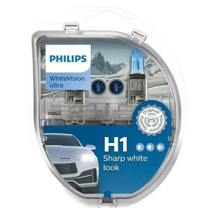 Philips Halogeenkoplamp White Vision Ultra H1 - 2 st. - Vooraanzicht