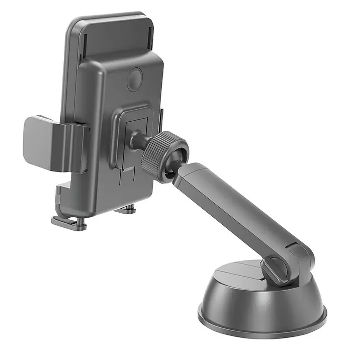 Celly Telefoonhouder Magnetisch Mount + Draadloze Lader - Kunststof, Zwart, Geschikt voor: Auto's - Diagonaal zicht