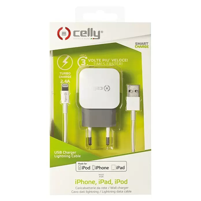 Celly USB-adapter MFI 2.4A - Wit - Vooraanzicht