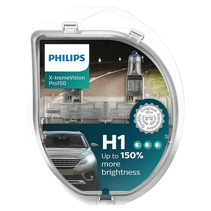 Philips Halogeenkoplamp H1 X-tremeVision Pro150 - 1 st., 55 W - Vooraanzicht