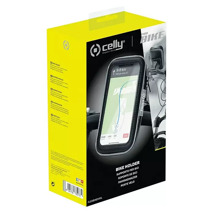 Celly Telefoonhouder Flexbike XXXL - Zwart, Kunststof, Geschikt voor: Fietsen - Diagonaal zicht