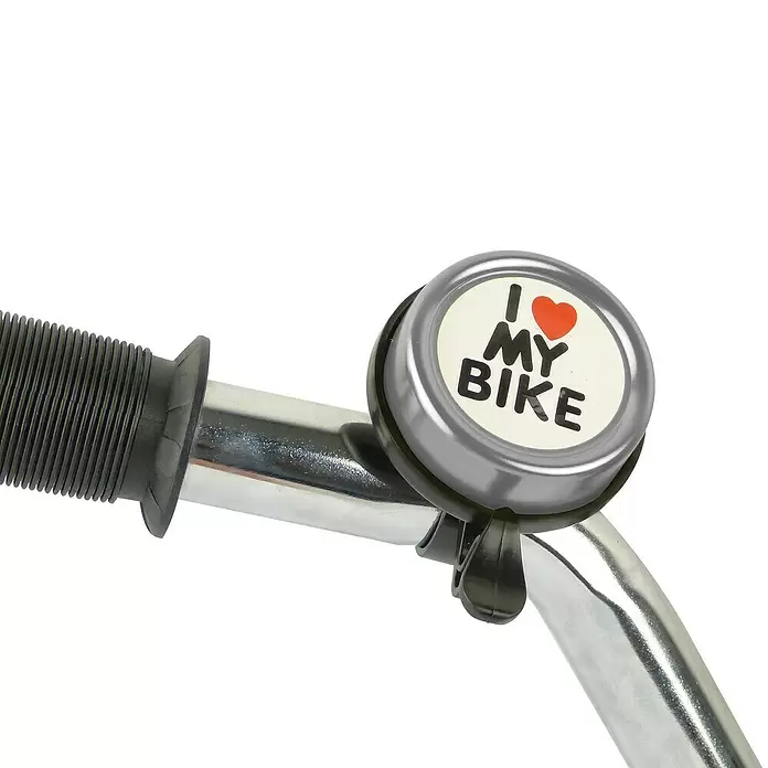 Dresco Fietsbel I Love My Bike Chroom - Metaal - Close-up