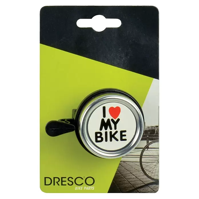 Dresco Fietsbel I Love My Bike Chroom - Metaal - Vooraanzicht