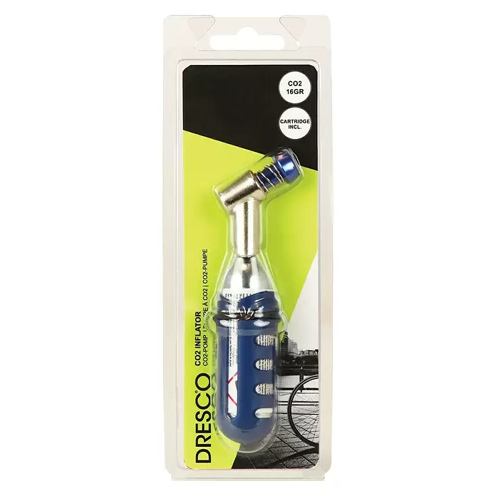 Dresco Fietspomp CO2 - Blauw/Zilver - Vooraanzicht