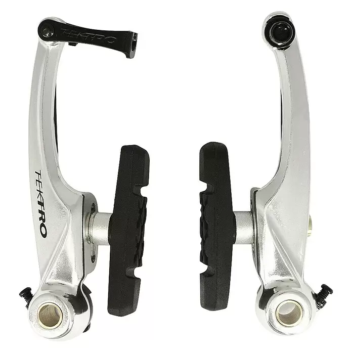 Tektro Fietsrem Set compleet V-brake - 2 stk., Zilver/Zwart, Aluminium - Diagonaal zicht