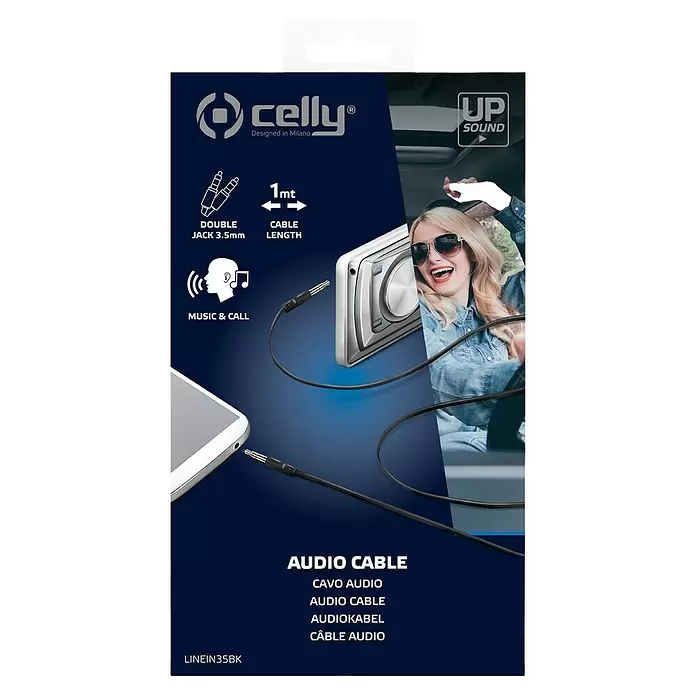 Celly Audiokabel 3,5 mm - 100 cm, Zwart - Vooraanzicht