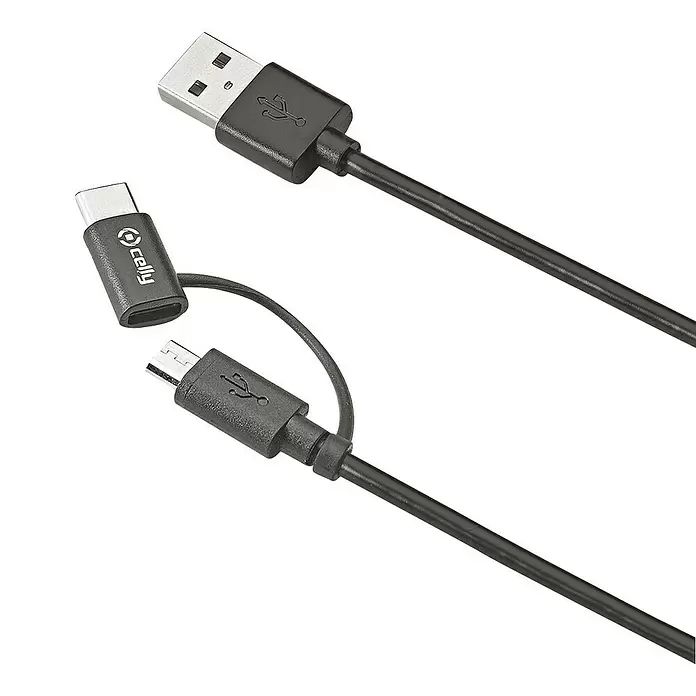 Celly USB-kabel Micro C - 100 cm, Zwart - Close-up