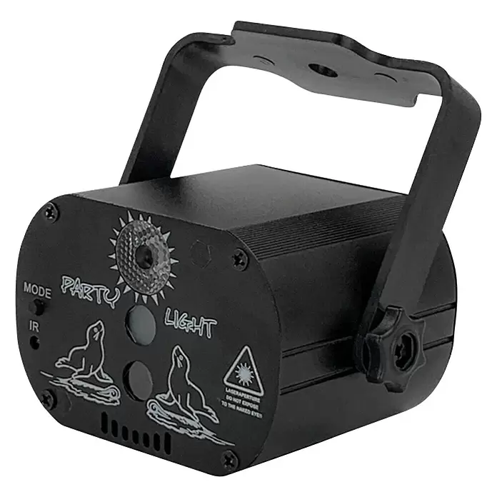 LED-Laserstrahler Party Akku - LED, Farbe Korpus: Schwarz, Lichtfarbe: Mehrfarbig - Diagonale Ansicht