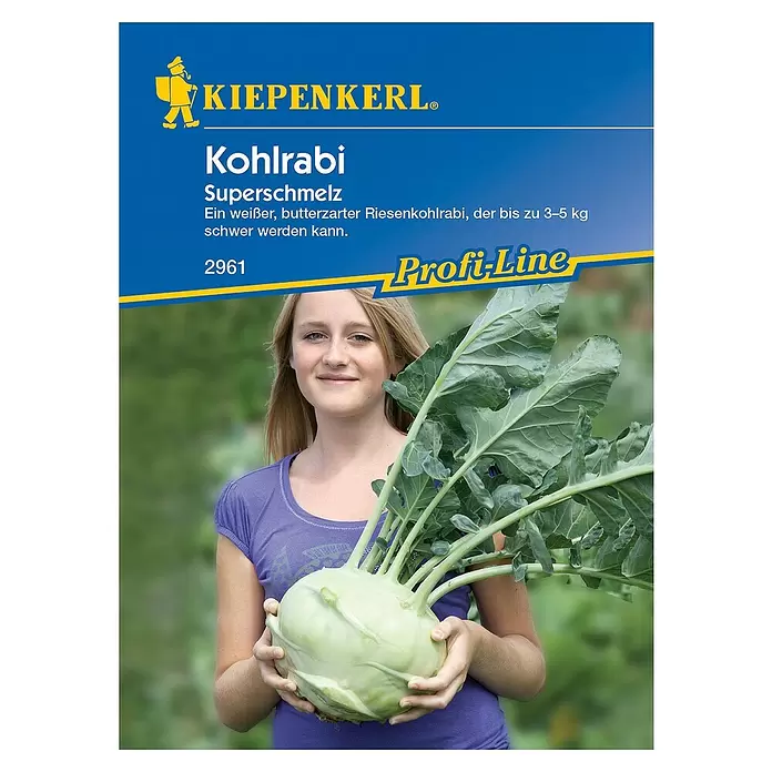 Kiepenkerl Profi-Line Gemüsesamen Kohlrabi Superschmelz - Brassica oleracea var. gongylodes, Erntezeit: August - Vorderansicht