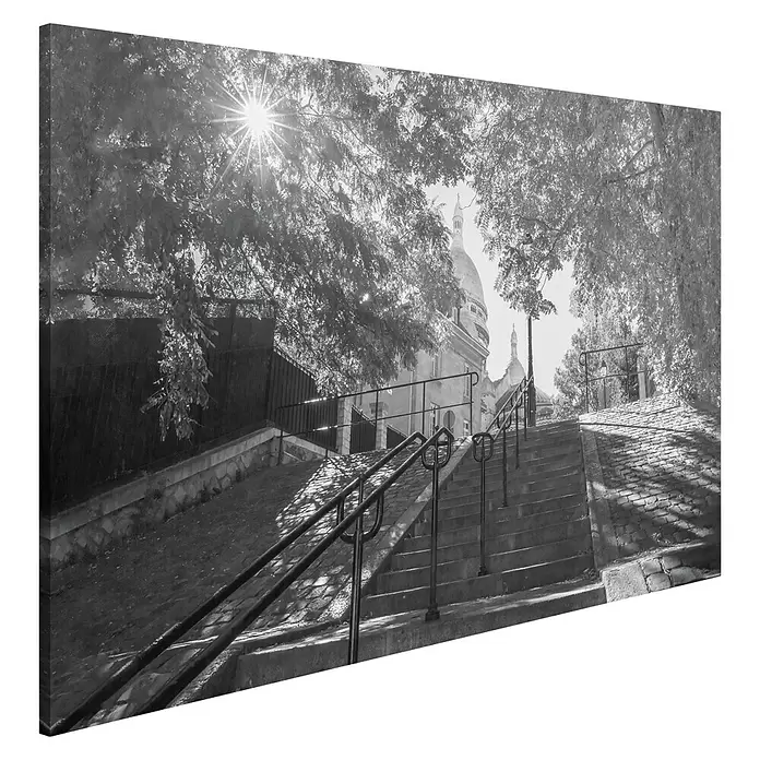 Leinwandbild - Sacre Coeur Stairs, B x H: 118 x 70 cm - Diagonale Ansicht