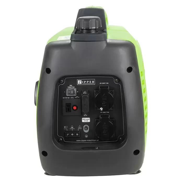 Zipper Inverter-Stromerzeuger ZI-STE2000IV - 2.200 W, Tankvolumen: 3,5 l, Betriebsdauer: 4 h - Rückansicht
