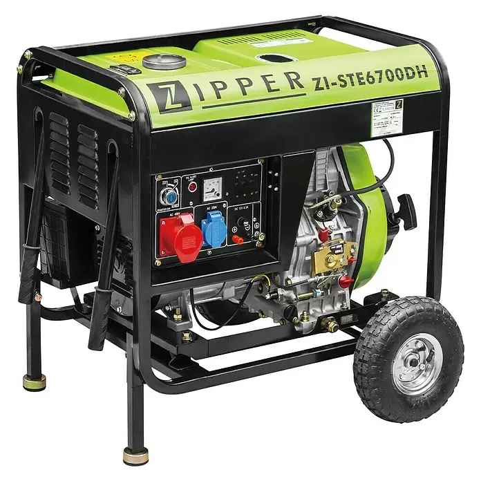 Zipper Stromerzeuger ZI-STE6700DH - 5.000 W, Tankvolumen: 12,5 l, Betriebsdauer: 9,5 h - Diagonale Ansicht