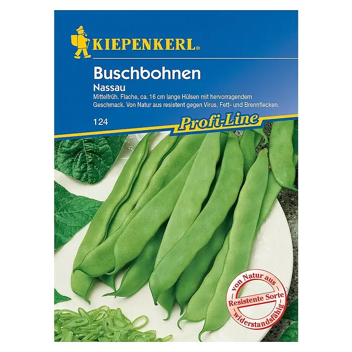 Kiepenkerl Profi-Line Gemüsesamen Buschbohne - Nassau, Phaseolus vulgaris var. nanus, Erntezeit: Juli - Vorderansicht