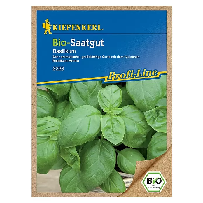 Kiepenkerl Profi-Line Kräutersamen Bio Basilikum - Ocimum basilicum, Erntezeit: Juli - Vorderansicht