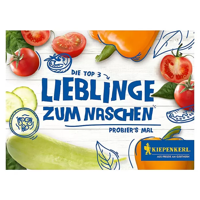 Kiepenkerl Saatgut Lieblinge zum Naschen - Tomate/Gurke/Paprika - Vorderansicht