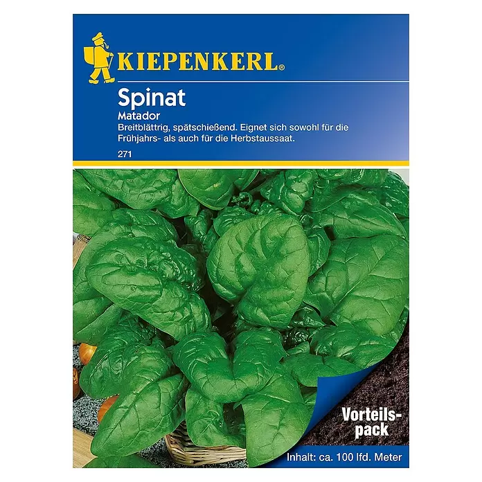 Kiepenkerl Gemüsesamen Spinat - Spinacia oleracea, Erntezeit: April - Vorderansicht