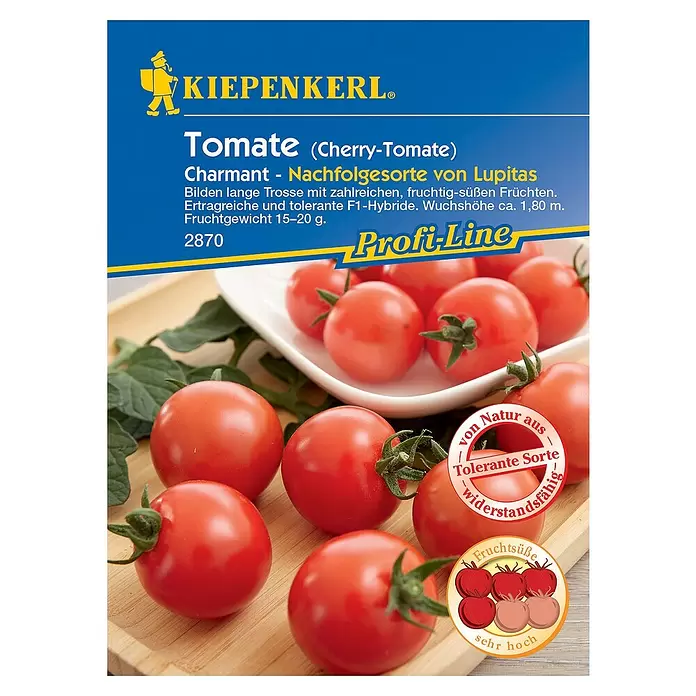 Kiepenkerl Profi-Line Gemüsesamen Cherry-Tomate Charmant - Solanum lycopersicum, Erntezeit: Juli - Vorderansicht