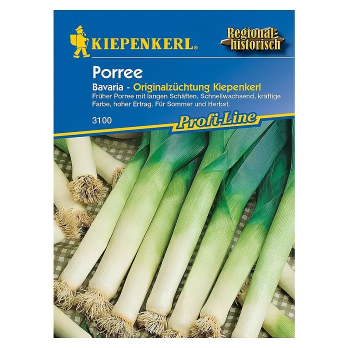 Kiepenkerl Profi-Line Gemüsesamen Porree Bavaria - Allium porrum, Erntezeit: August - Vorderansicht