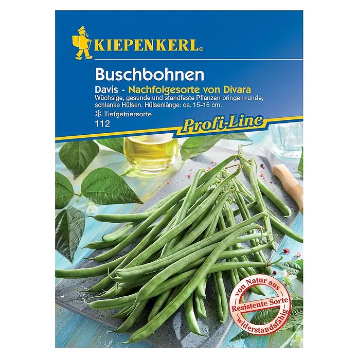 Kiepenkerl Profi-Line Gemüsesamen Buschbohne - Davis, Phaseolus vulgaris, Erntezeit: Juli - Vorderansicht