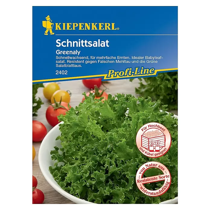 Kiepenkerl Profi-Line Salatsamen Schnittsalat - Lactuca sativa var. crispa, Erntezeit: Mai - Vorderansicht