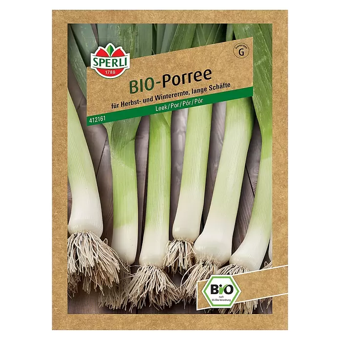 Sperli Gemüsesamen BIO Porree - Allium porrum, Erntezeit: November - Vorderansicht